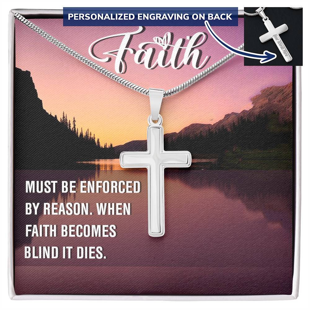 Faith Engraved Cross Necklace Christian religious gift