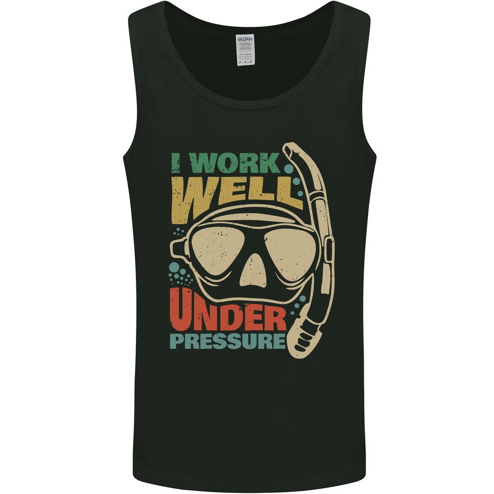 Work Well Under Pressure Scuba Diving Diver Funny Mens Vest Tank Top