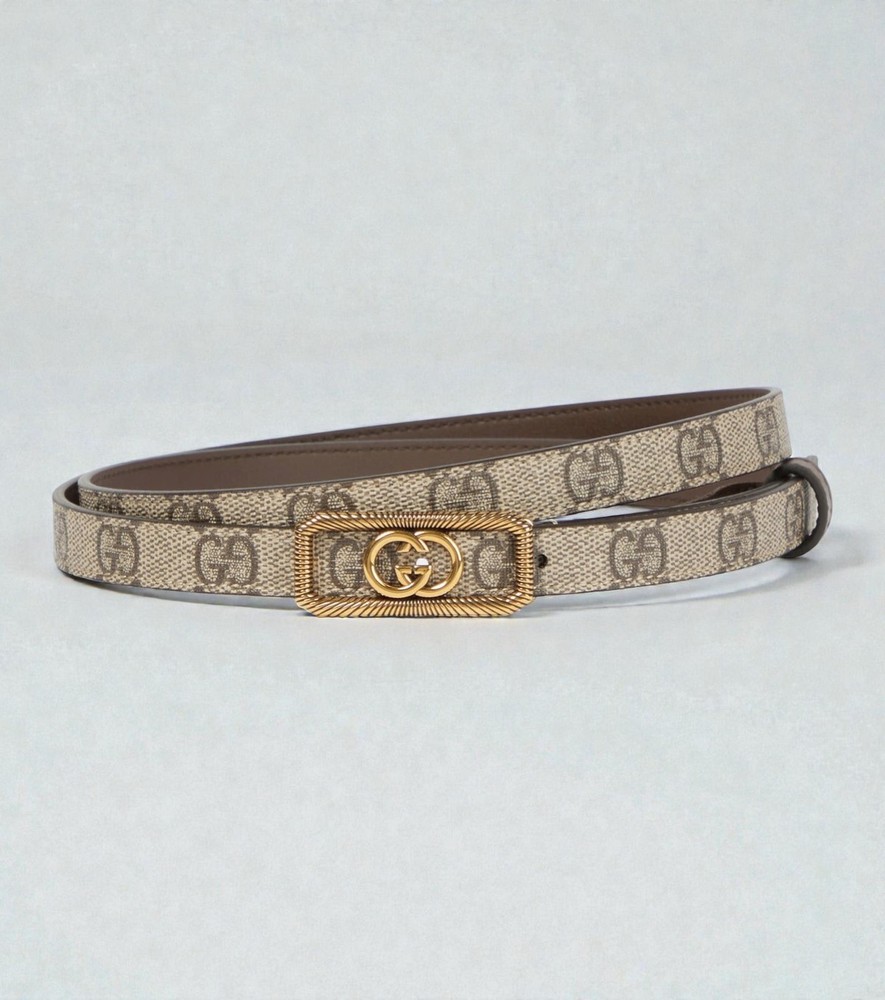 NWT Gucci Interlocking G Thin Leather Belt Beige Size 100/40 Authentic