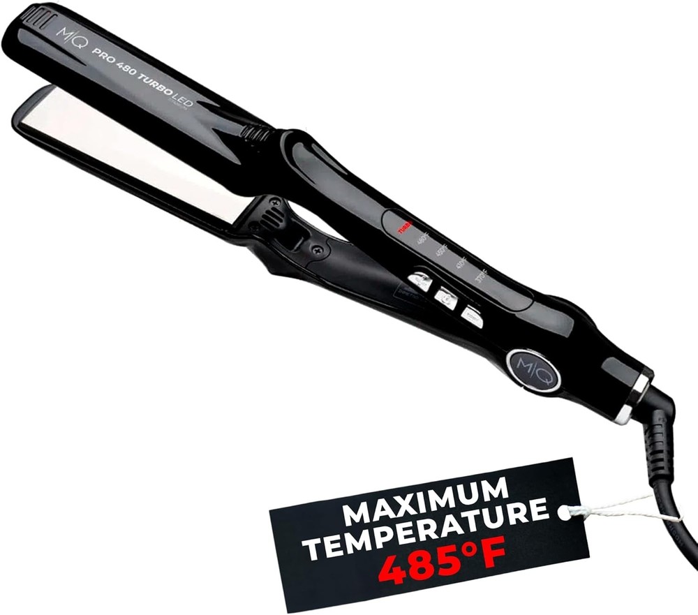MQ Hair - Professional Titanium Flat Iron 480°F Turbo - Bivolt, Anatomic Design,