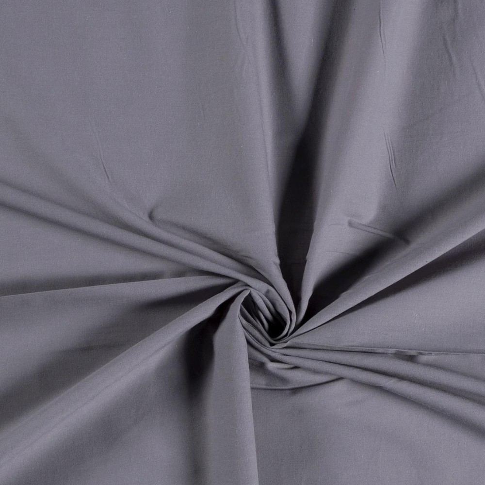 100% Cotton Voile Fabric in Mid Grey - Soft & Lightweight Material