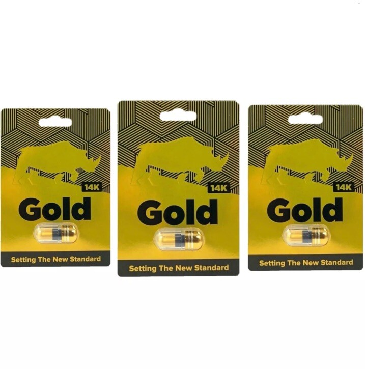Limited Time Sale! 14k Gold Rh-ino Male Enhanc’ement 24Pills. Time,stamina,size-image