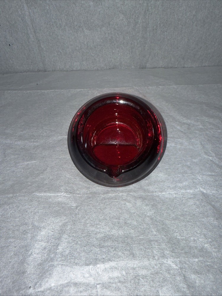 Vintage 1960s Westmoreland Ruby Red Glass Orb Ashtray