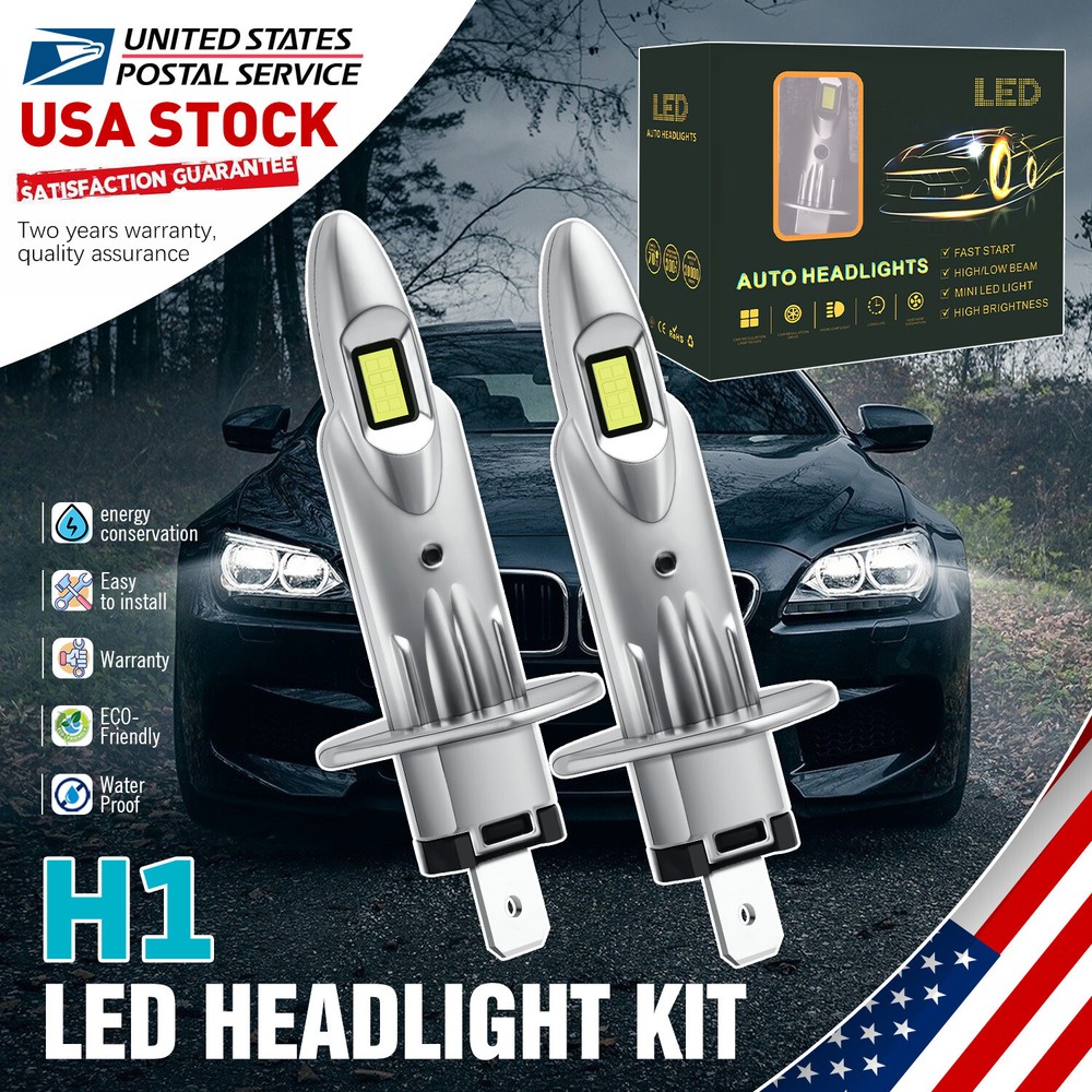 H1 Super Bright White 20000LM Kit LED Headlight Bulb High Low Beam Fog Lamp