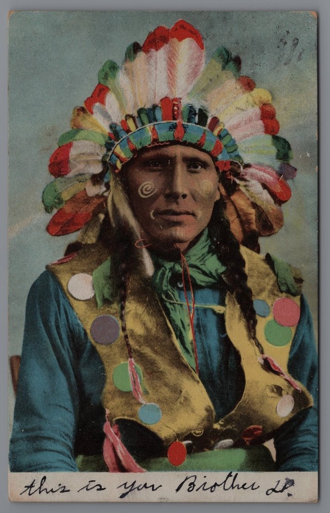 Native American Chief Yonkers NY Postcard Used by Family Member of Man Pictured