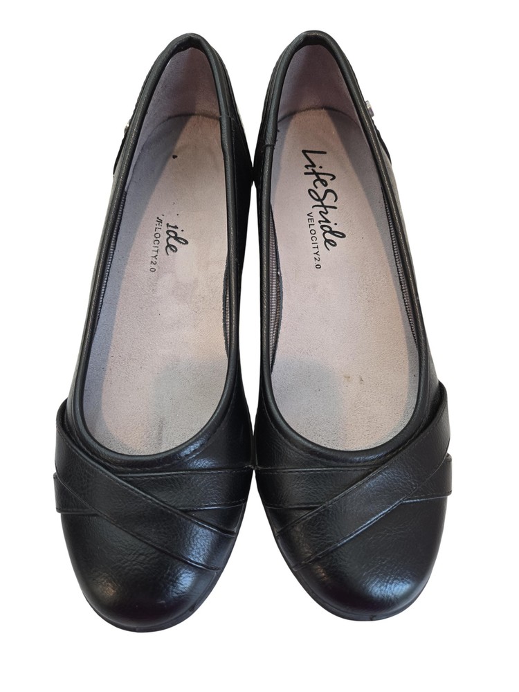 LifeStride Velocity 2.0 Shoes Womens Black Wedge Comfort Flats Slip On Round Toe