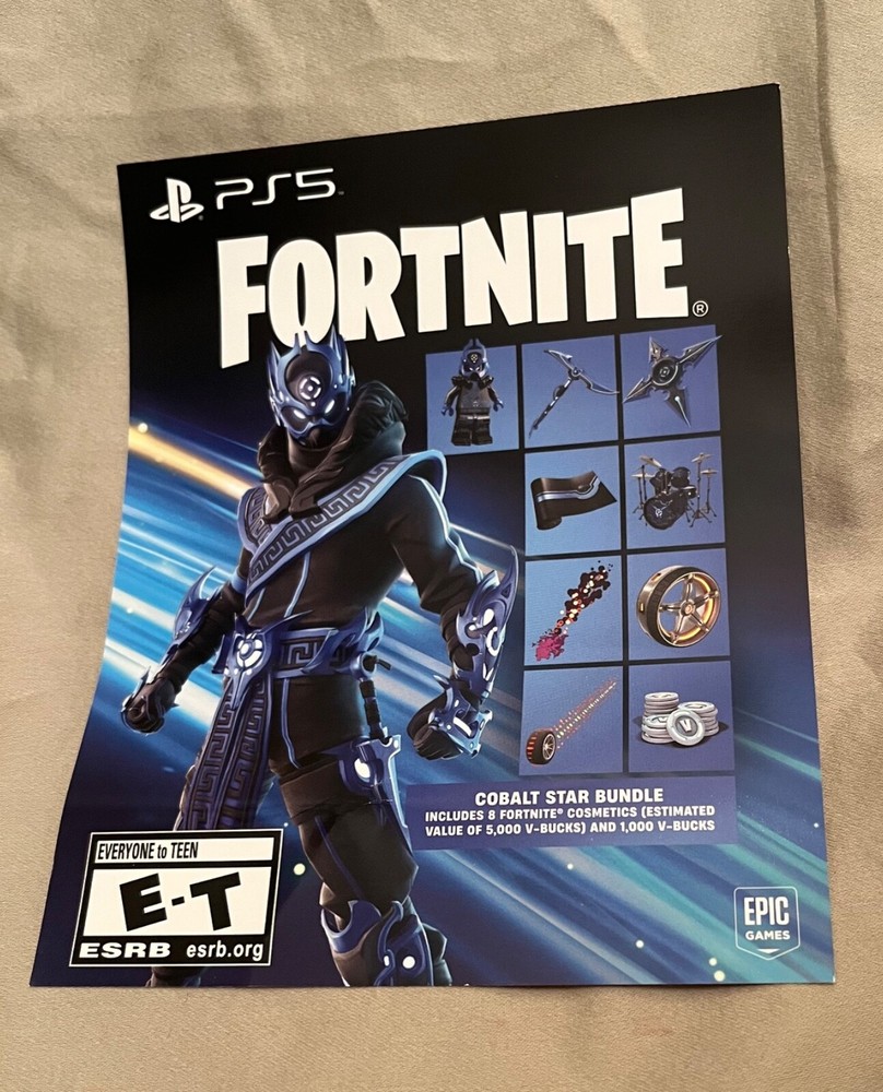Fortnite Cobalt Star Bundle- 8 Cosmedics And 1,000 V-Bucks (UNSCRATCHED)