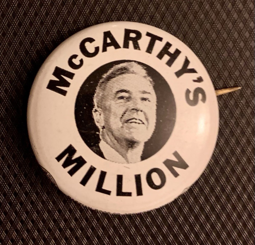 1968 Official Eugene McCarthy vintage Political Campaign Button Pin Millions