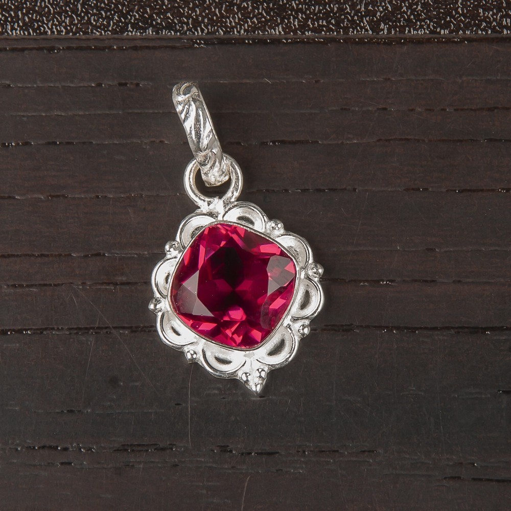 Christmas Sale Pink Tourmaline 925 Silver Minimal Bezel Set Wife Pendant Jewelry-image