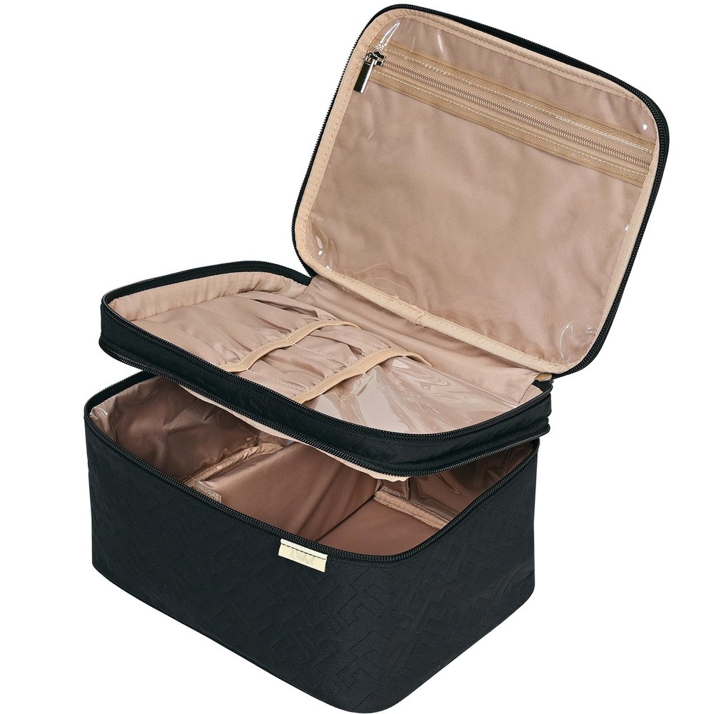 Large Double Layer Travel Makeup Bag for Women – Cosmetic Case Organizer for Travel Essentials