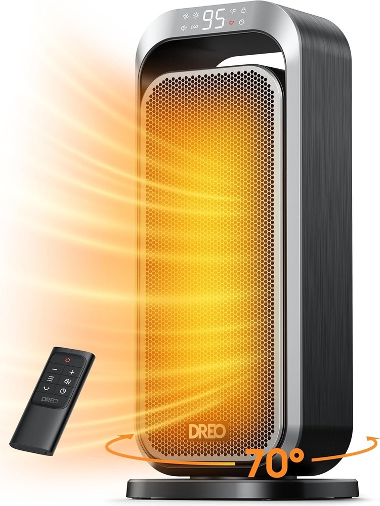 1500W Electric Space Heater - Quiet & Efficient Ceramic Tower Heater with Remote