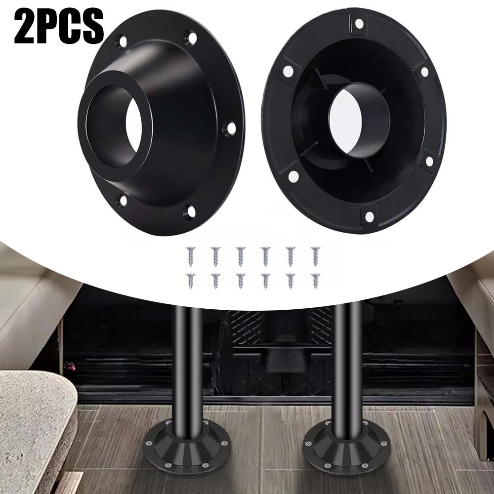 2pcs Black RV Table Base Mount Aluminum Pedestal Table Leg Base Flange 2.25in