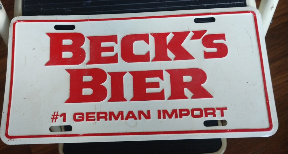 Vintage Beck's Beer License Plate 