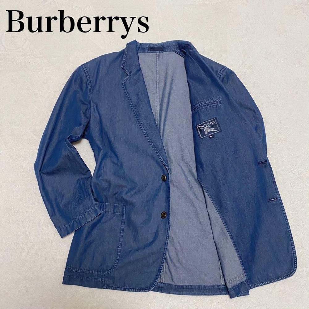 Burberrys Indigo Denim Tailored Jacket 100% Cotton Blue Men Size MA Used