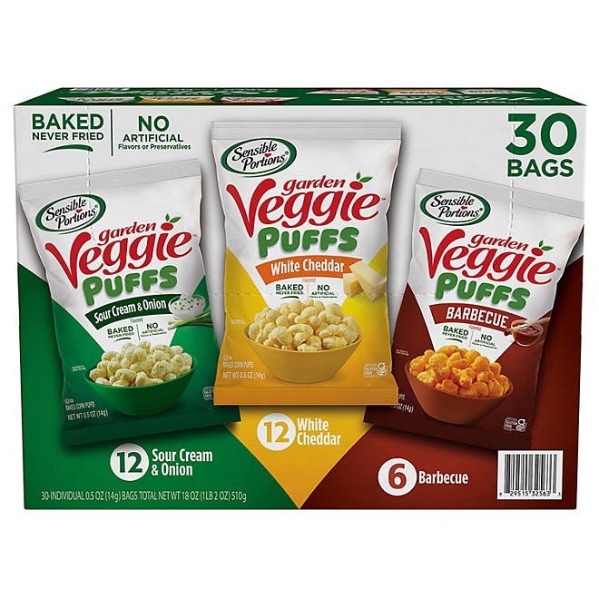 Sensible Portions Garden Veggie Puffs Variety Pack 30 Count 0.5 oz Bags