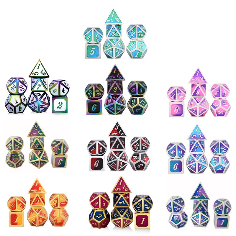 7Pcs/pack Digital Number Multifaceted For Kid/Adult Games Metal Dices Set