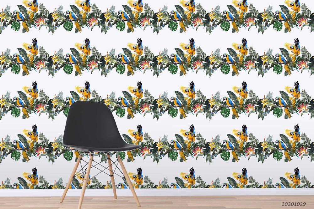 3D Tropical Plants Parrot Pattern Wall Murals Wallpaper Murals Wall Sticker