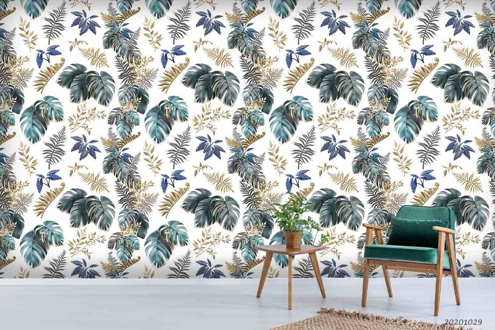 3D Leaves Plantation Pattern Wall Murals Wallpaper Murals Wall Sticker