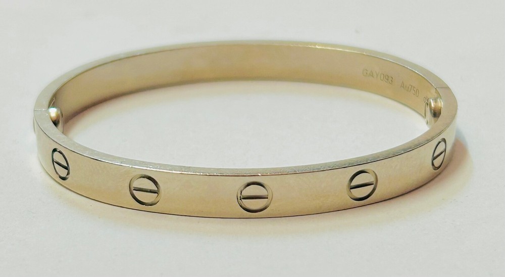 Authentic Cartier Love Bangle 18K White Gold Size 16 Includes 2021 Papers