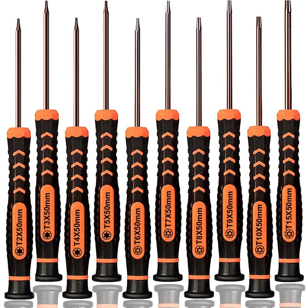 TECKMAN 10-Piece Magnetic Torx Screwdriver Set T2 to T15 Security Bits