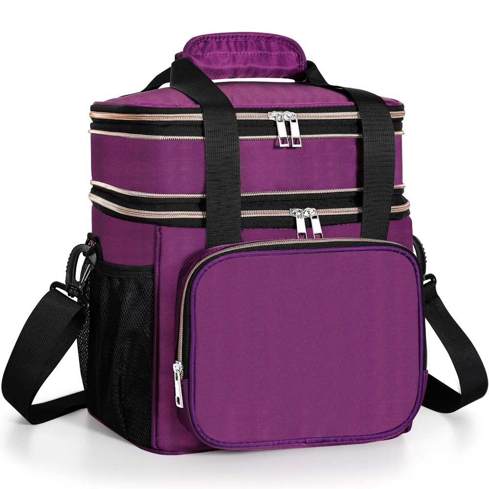 GLENKEY Insulated Double Deck Lunch Box Expandable Lightweight Large Capacity