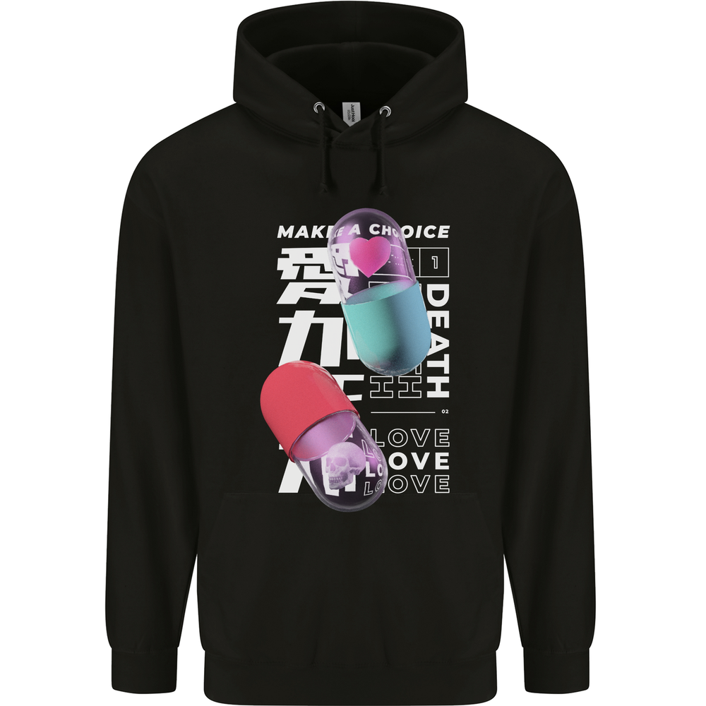 Make a Choice Love or Death Mens 80% Cotton Hoodie