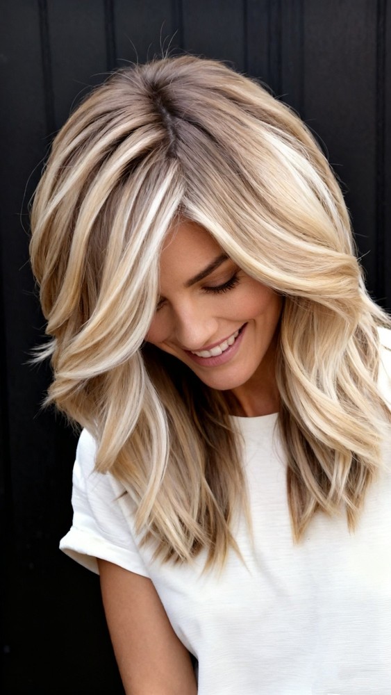 Ash Brown Golden Blonde Highlight Wavy Lace Front 100% Human Hair Wigs