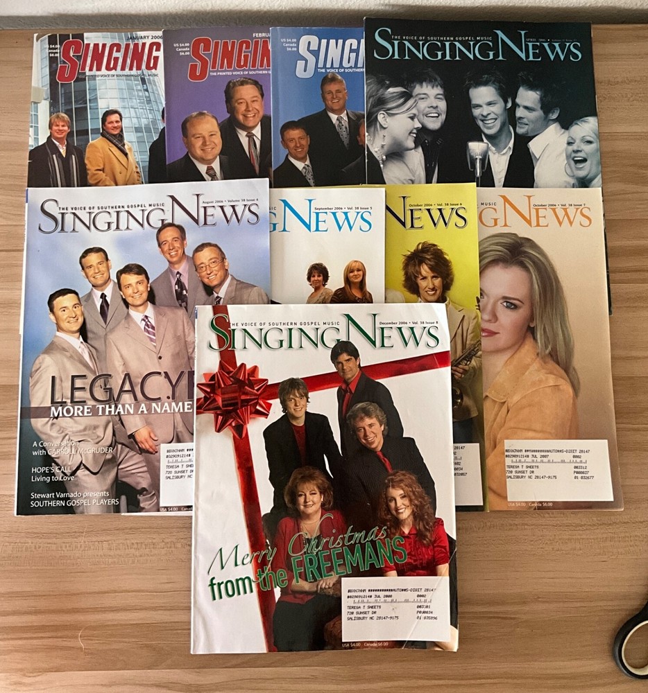 Singing News Southern Gospel Magazines 2006,  Lot of 9