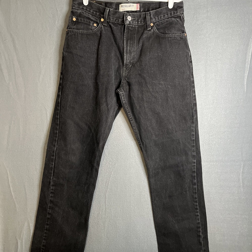 Levi 505 Mens 34x34 Black Jeans Denim Pocket Cobwoy Western Outdoors Pants