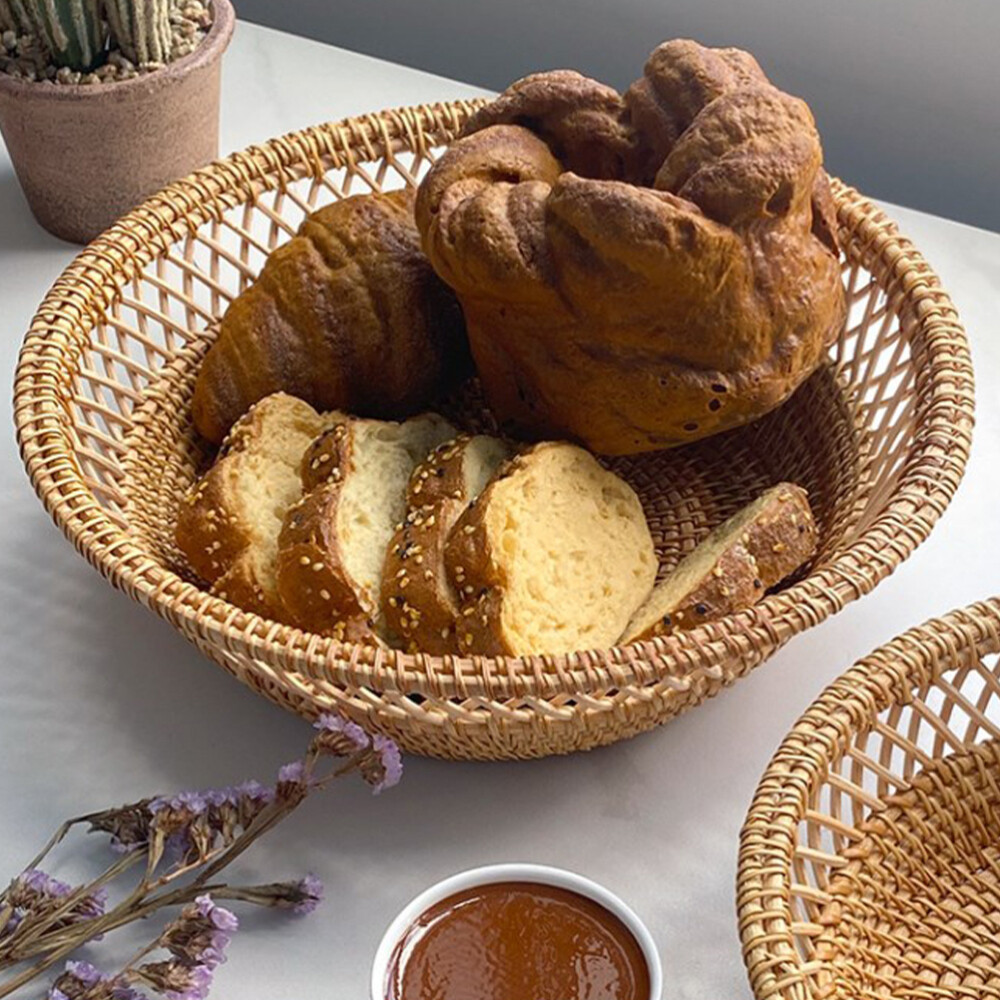 Rattan Woven Basket Multi-functional Snack Basket Large-capacity Sundries Basket