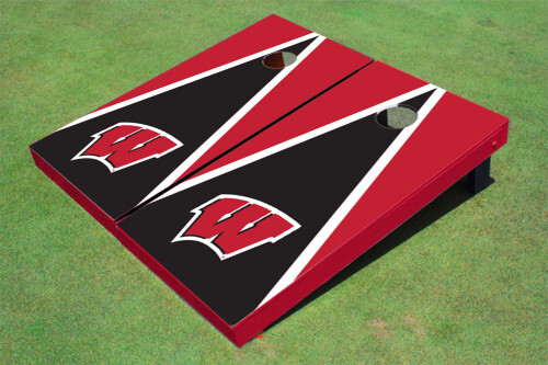 Wisconsin Badgers Black and Red Triangle Cornhole Boards