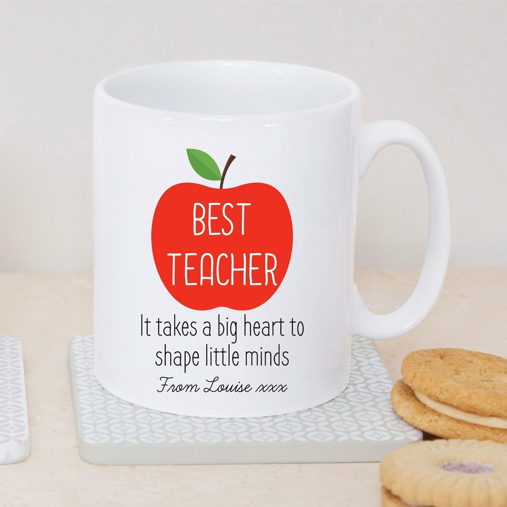 Personalised Sentimental Best Teacher Big Heart Ceramic Mug Cup Teacher Gift