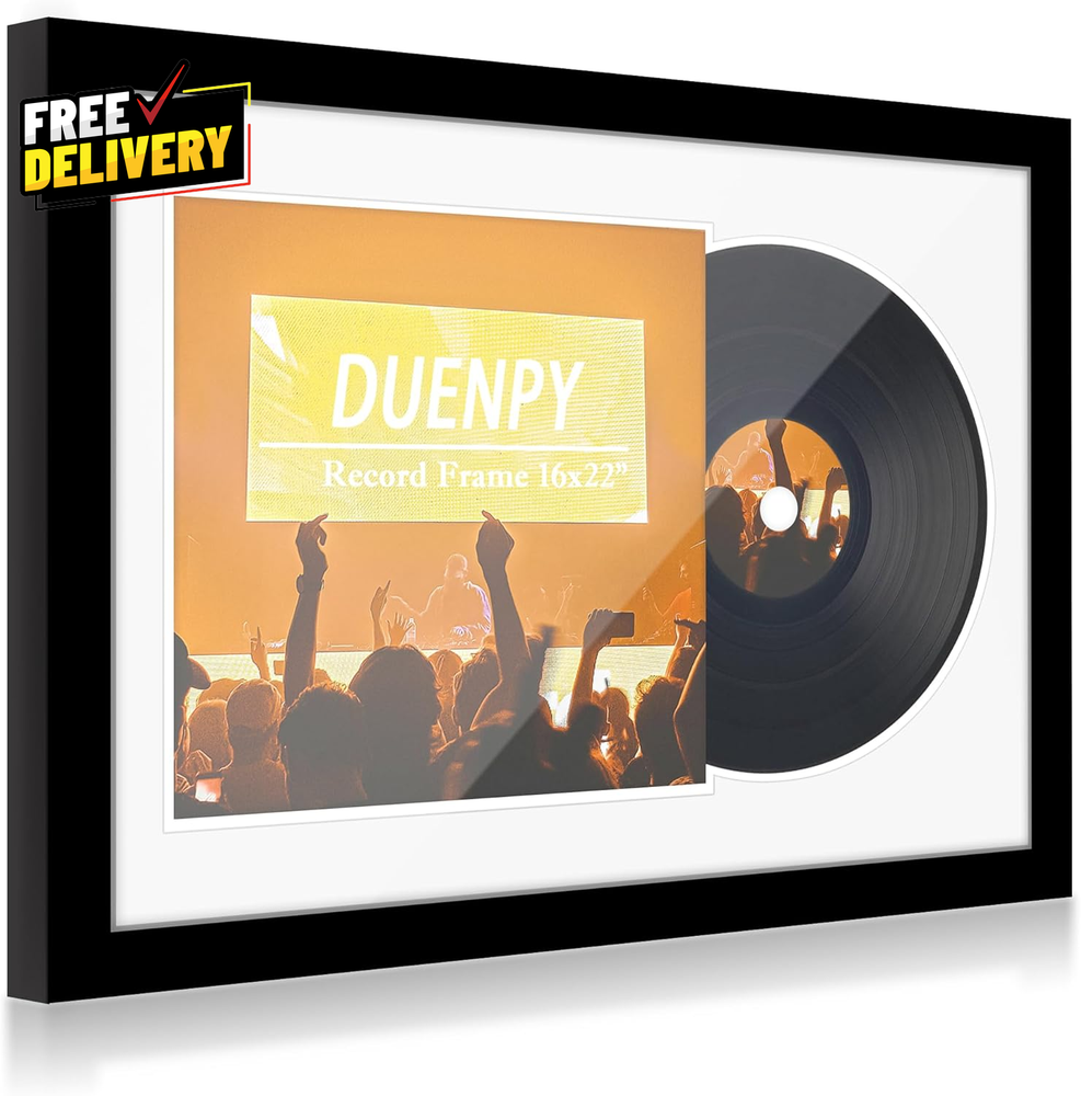12.5x12.5 & 16x22 Vinyl Record Display Frame for Album Art Showcase