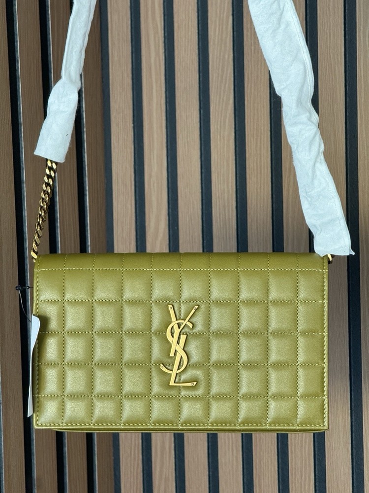 Saint Laurent Cassandre Quilted Green Leather Shoulder Bag for Women
