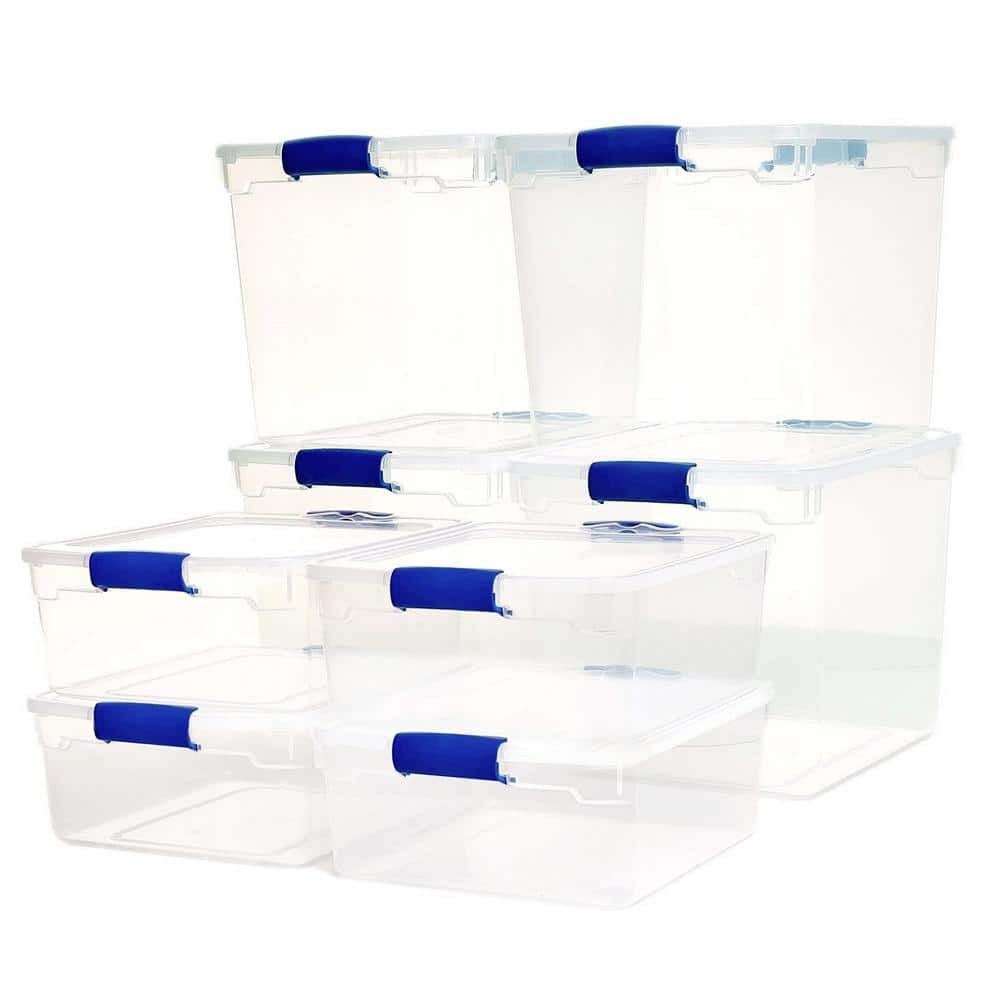 31 Qt & 15.5 Qt Clear Stackable Plastic Storage Containers 4-Pack Each