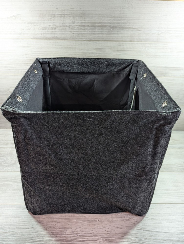 Thirty-One Square Storage Bin Cube Dark Gray Charcoal  236A Felt NIP