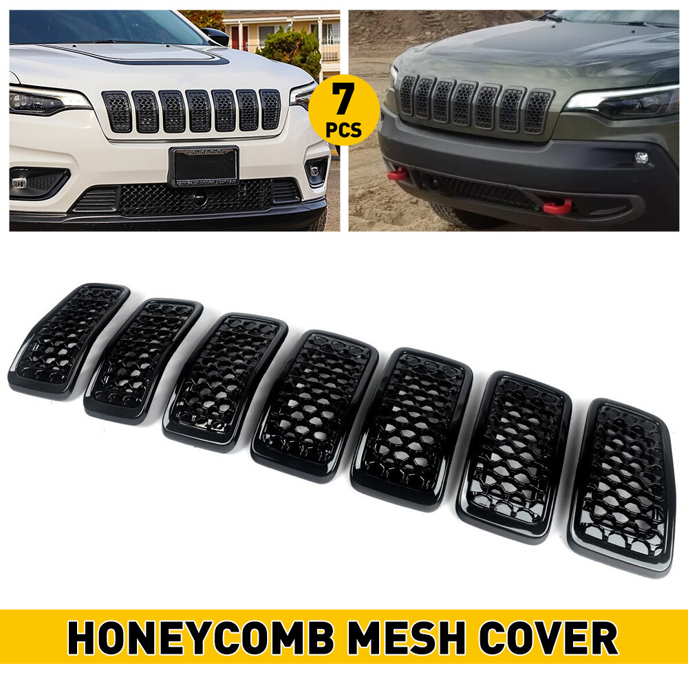For Jeep Cherokee 2019-22 Front Grill Grille Honeycomb Inserts Mesh Matte Black