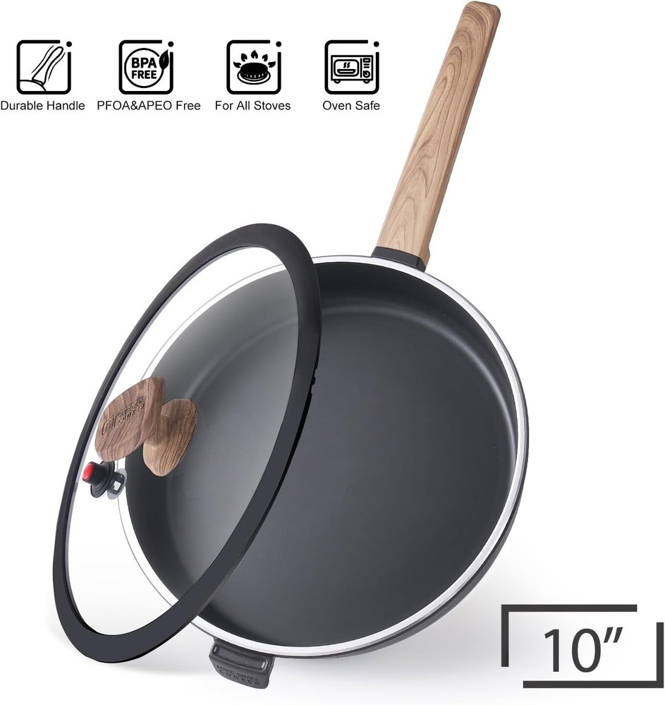 MGC Ceramic Nonstick Frying Pan with Lid - PFOA & PTFE Free, Oven & Dishwasher Safe
