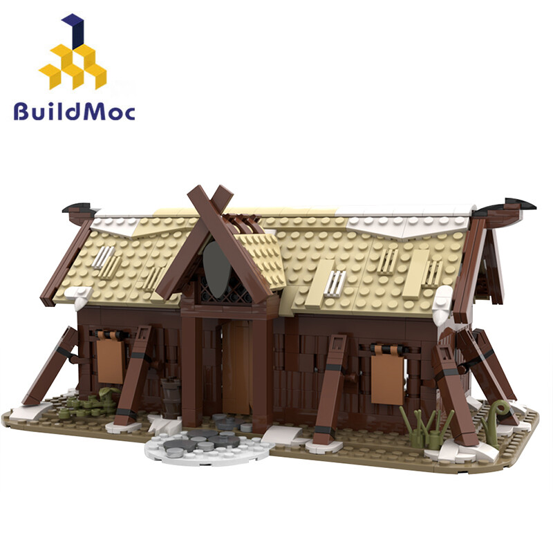 Viking Longhouse Modular Building Blocks Set Medieval House MOC Bricks Toy 641pc