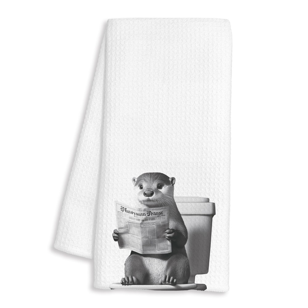Funny Sea Otter Newspaper Bath Towel Gift for Otter Lovers Women