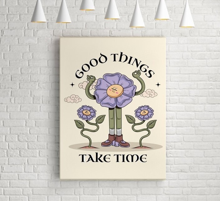 Retro Good Things Take Time Motivational Poster for Home & Office  