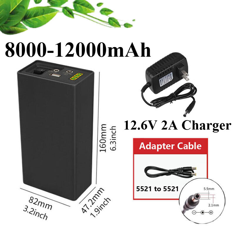 DC12V 5V 9V 8000-12000mAh Outdoor Large Capacity Audio Rechargeable Battery