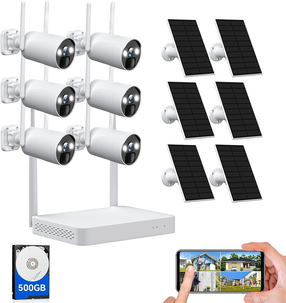 10CH 4MP Wire-Free Battery Powered Wireless Home Security Camera System 500GB