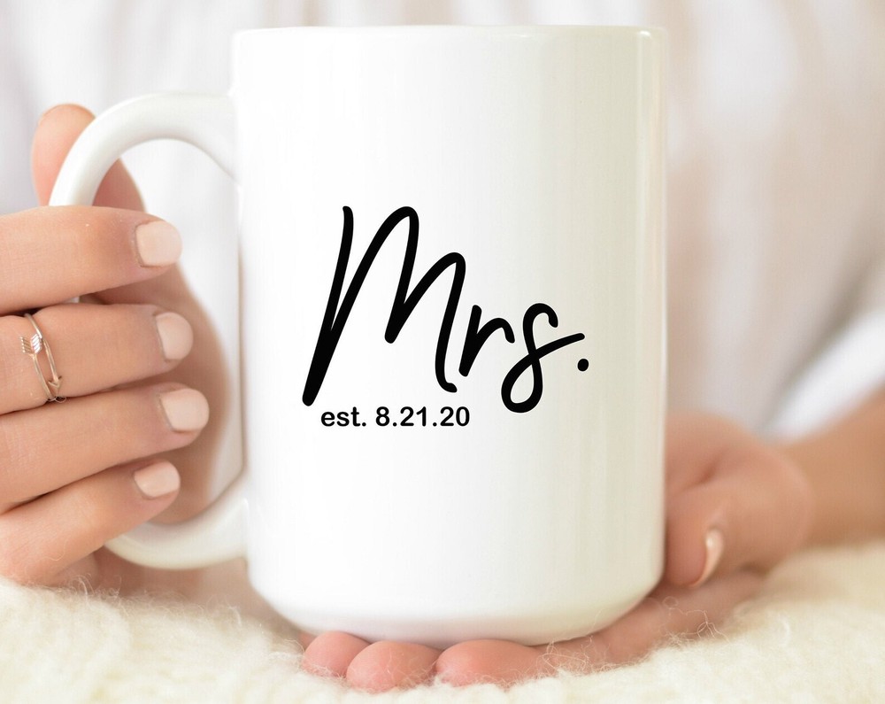 Personalized Mrs Mug Personalized Coffee Mug For Bride Wedding Date Gift Custom