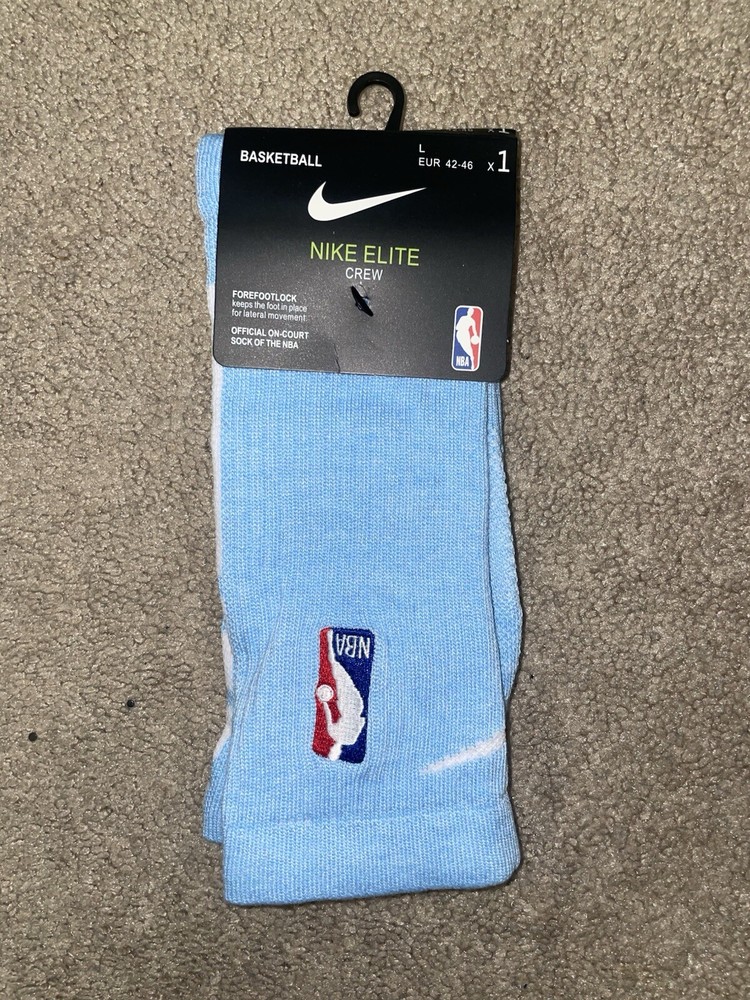 Size Large/8-12 Mens - Nike Elite Dri-Fit NBA Basketball Crew Socks Blue/White