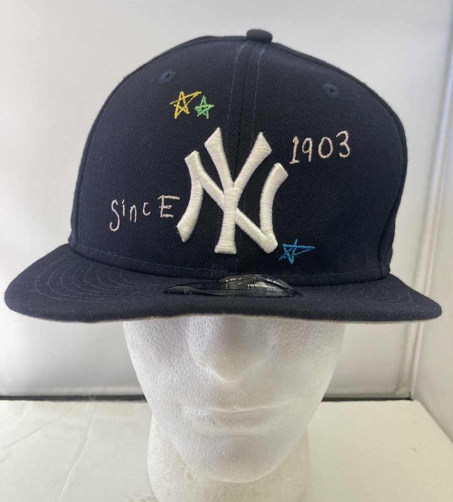 New Era 59Fifty MLB New York Yankees Scribble Navy Fitted Hat 7 3/4 World Series