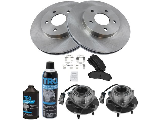 TRQ Front Brake Pad Rotor and Wheel Hub Kit for 2006 Pontiac Torrent 85NMHP