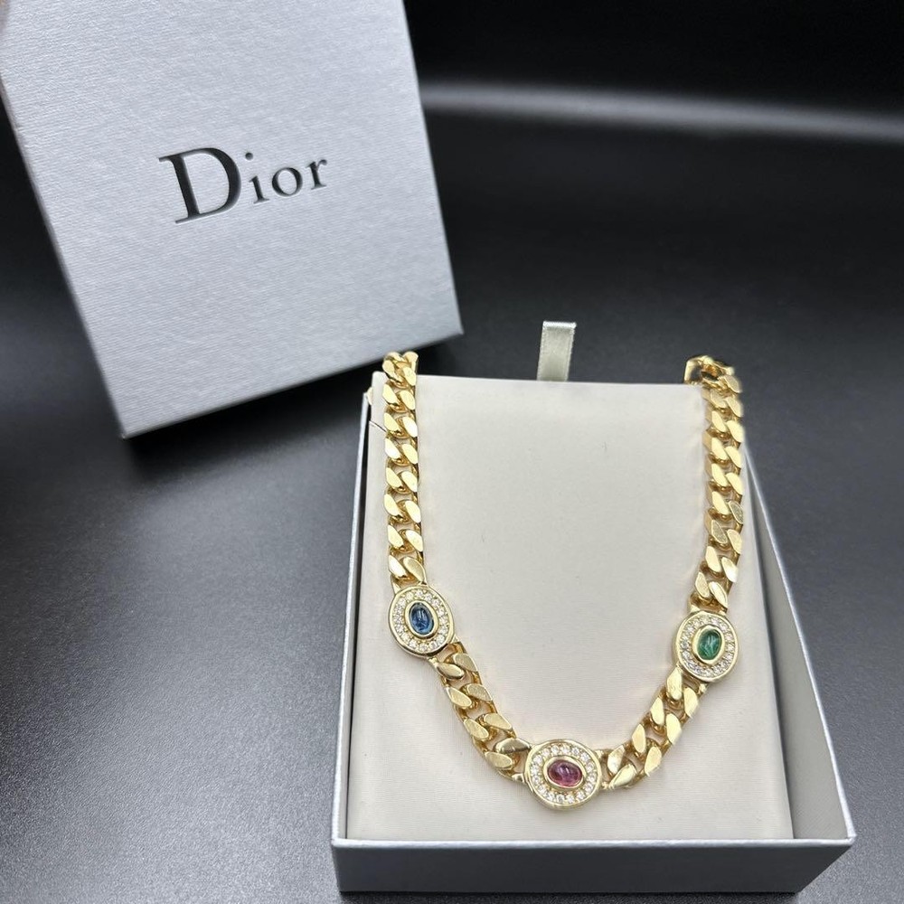 Dior Necklace with Colored Stones for Elegant Style