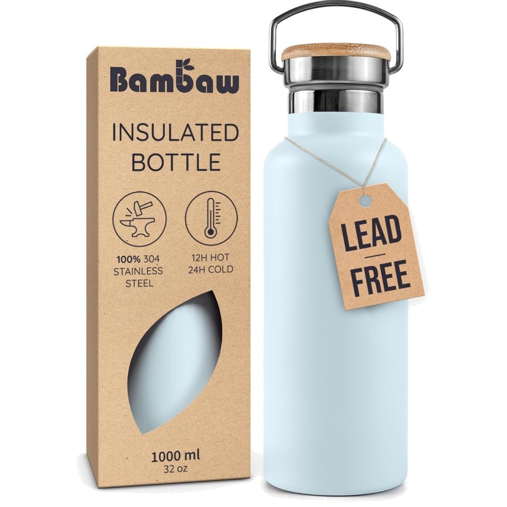 32 oz Water Bottle Insulated Stainless Steel Leakproof Wide Mouth Portable