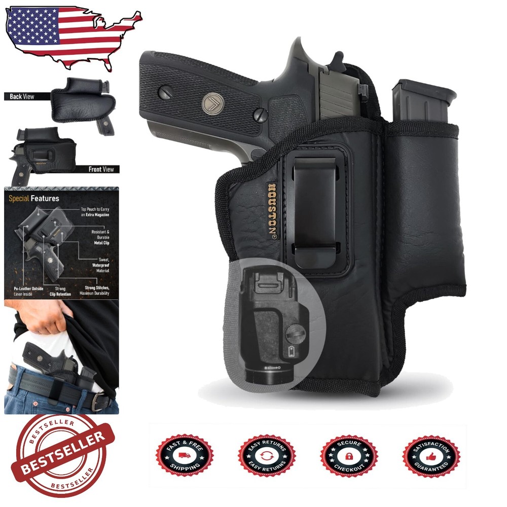 Right-Handed IWB Eco Leather Holster with Mag Pouch – Fits Glock, Beretta & More